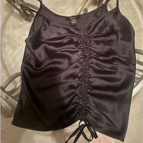 Japna Black satin rouched tank - Picture 1 of 3